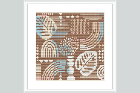 Earthy Rainbow Leaf Cross Stitch Pattern