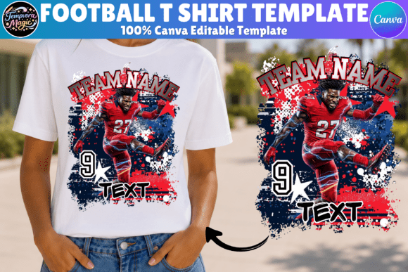 Editable Football T Shirt Canva Template