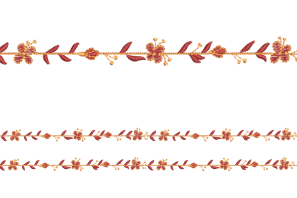 Elegant Floral Vine Border Embroidery
