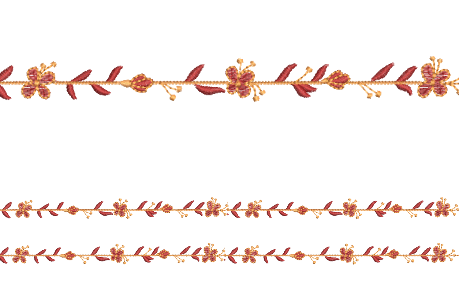 Elegant Floral Vine Border Embroidery