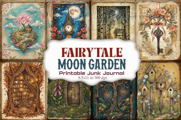 Fairytale Moon Garden Junk Journal Pages