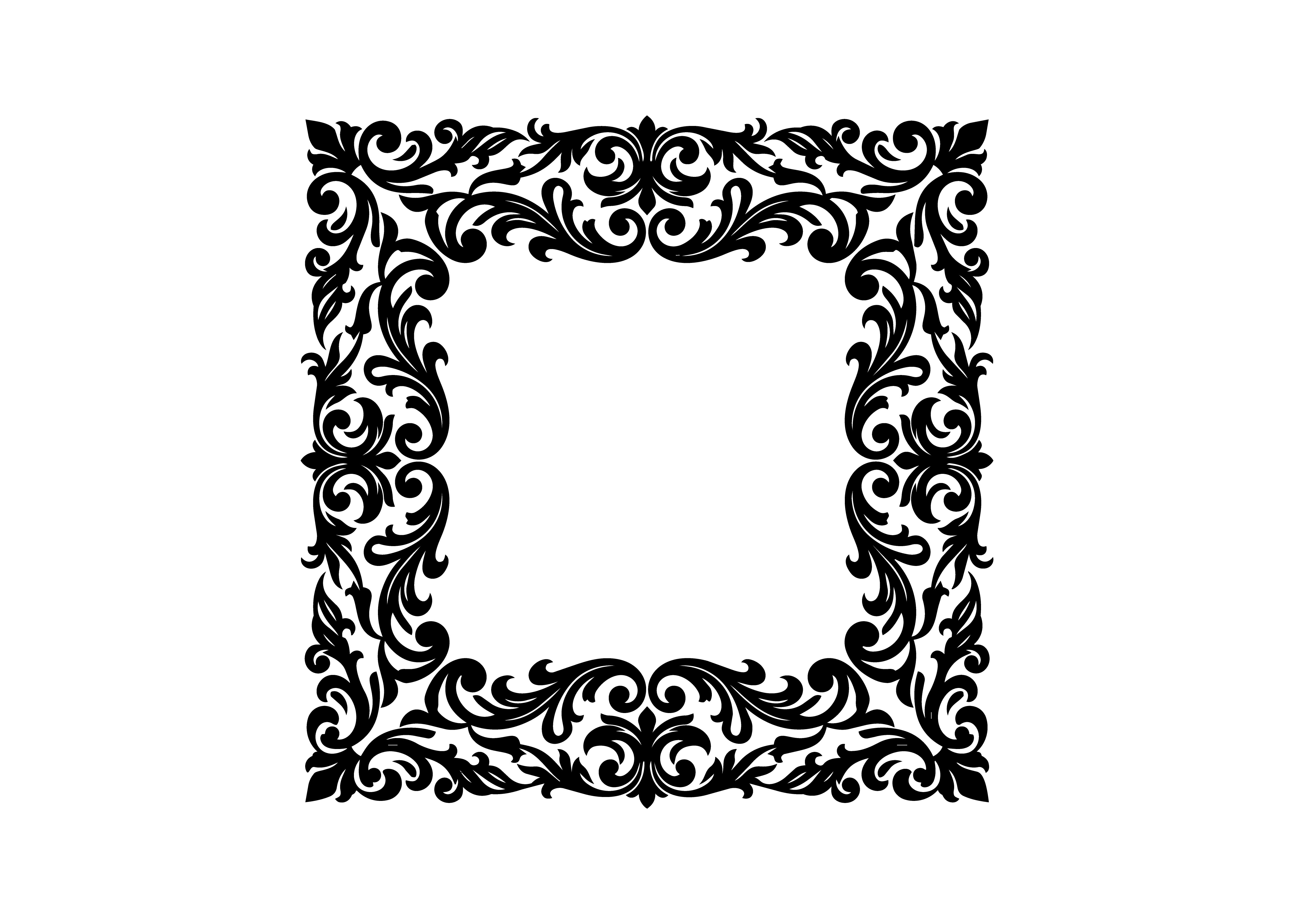 Floral Scrollwork Frame Border SVG