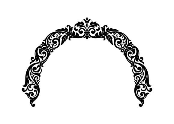 Gilded Scroll Arch Ornament SVG