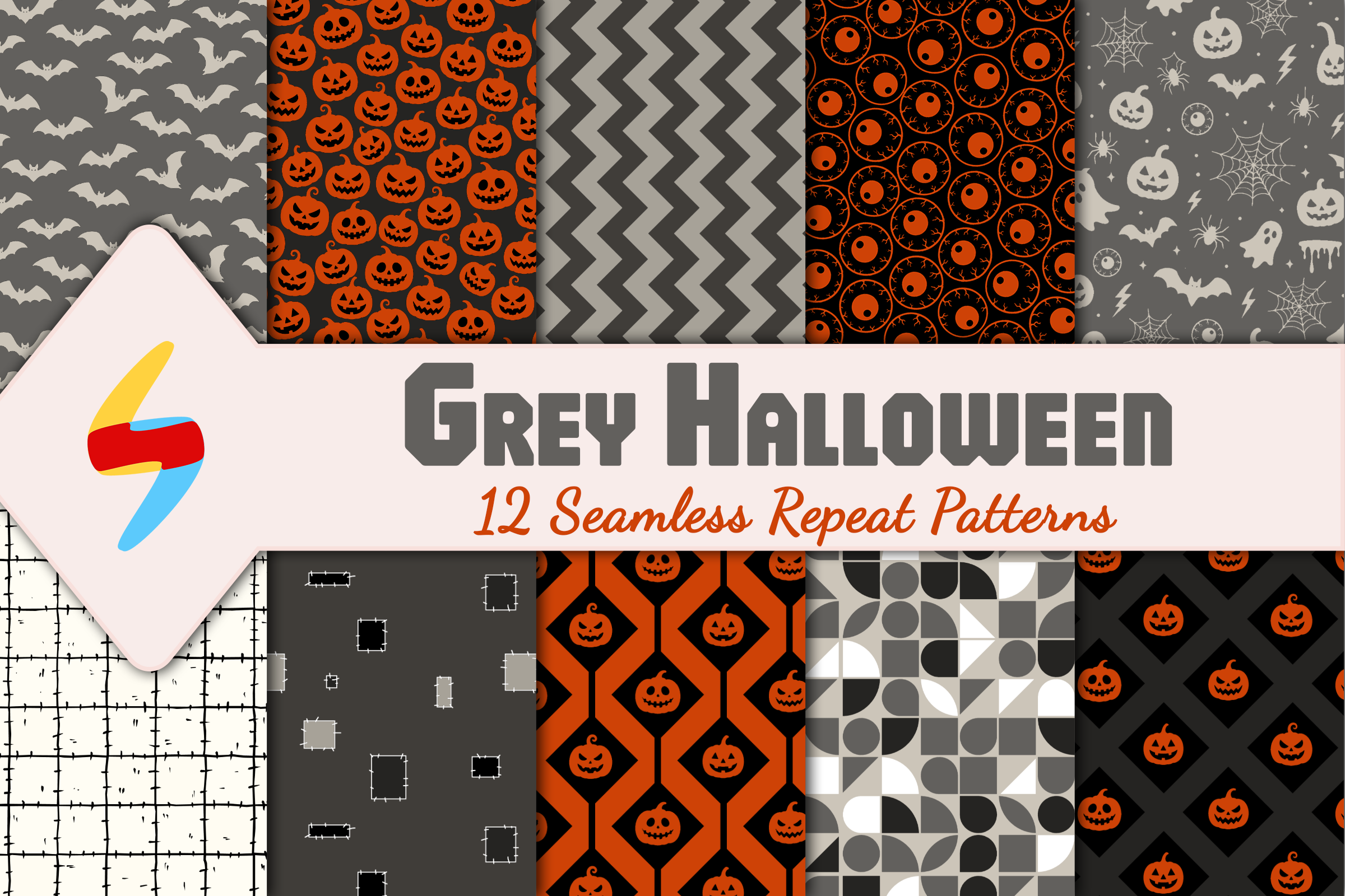Grey Halloween Patterns