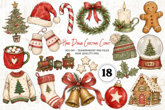 Hand Drawn Christmas Clipart Bundle