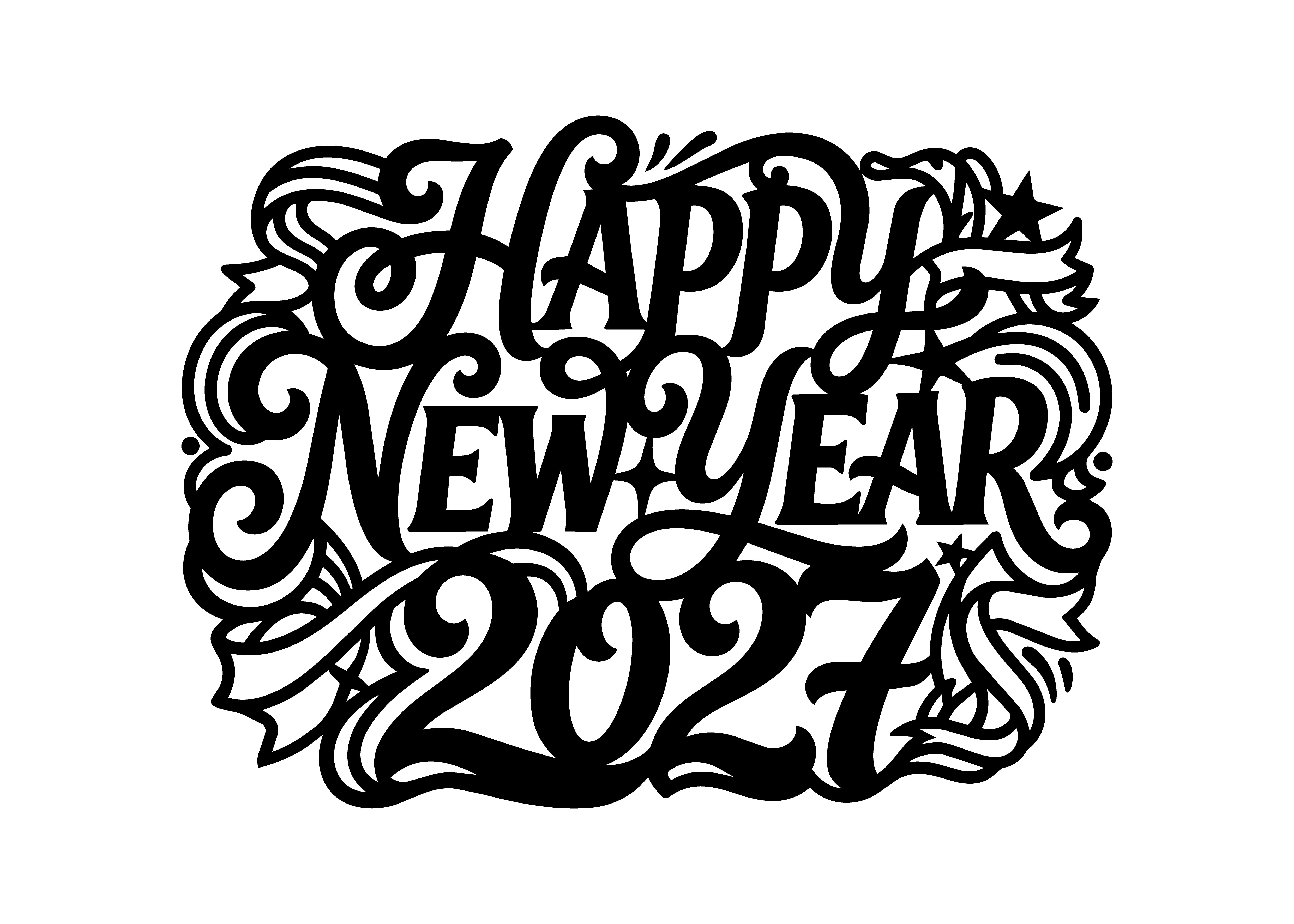 Happy New Year 2027 retro SVG