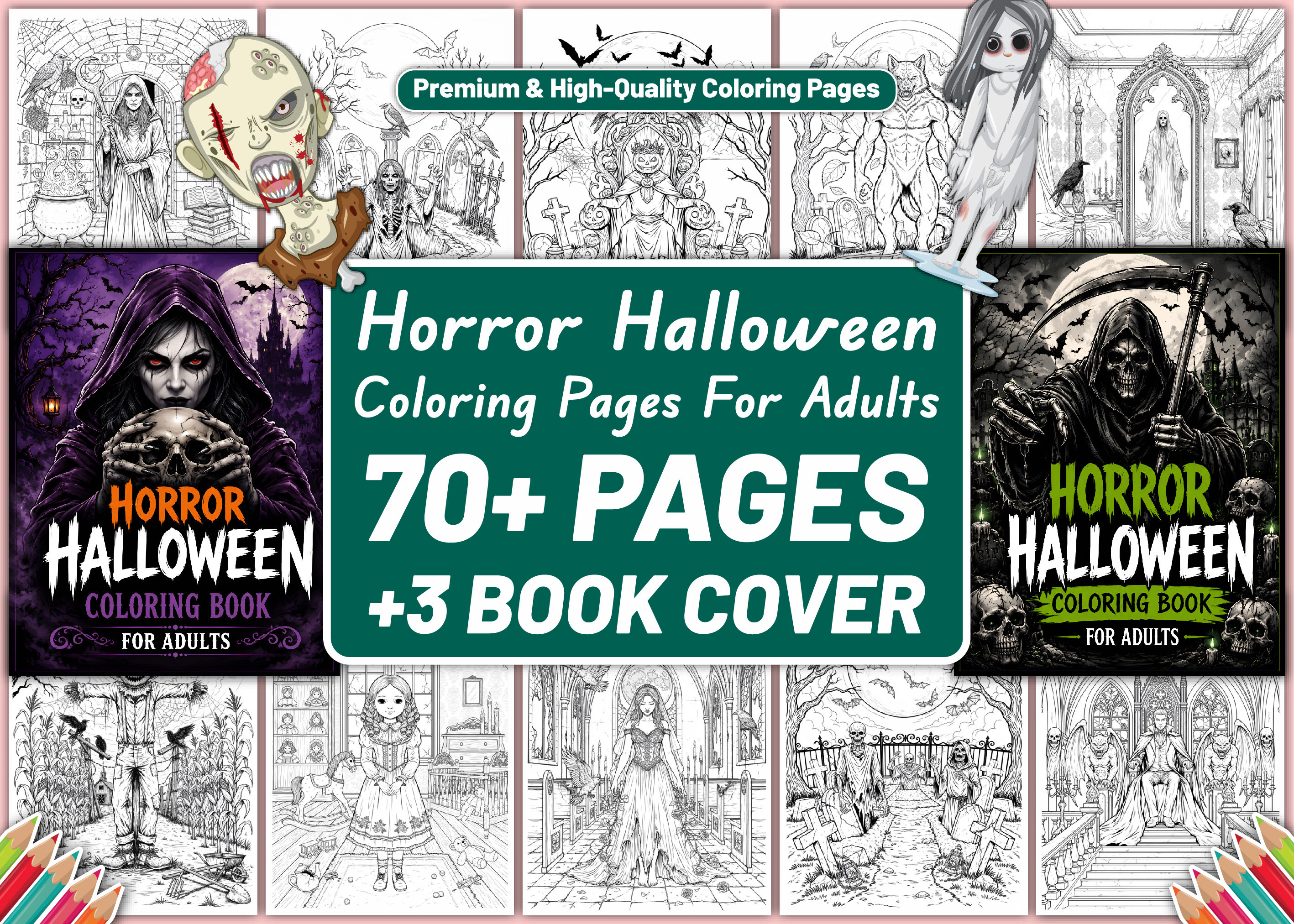 Horror Halloween Coloring Book for Adult