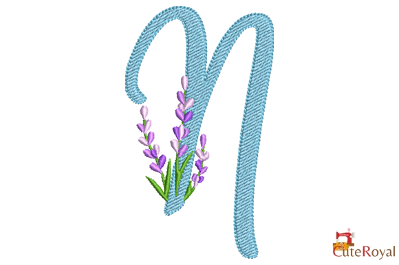 Lavender Floral Letter N - Monogram