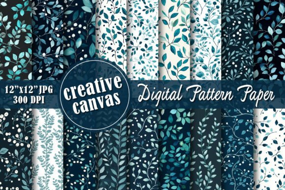 Leaf and Berry Digital Paper Backgrounds