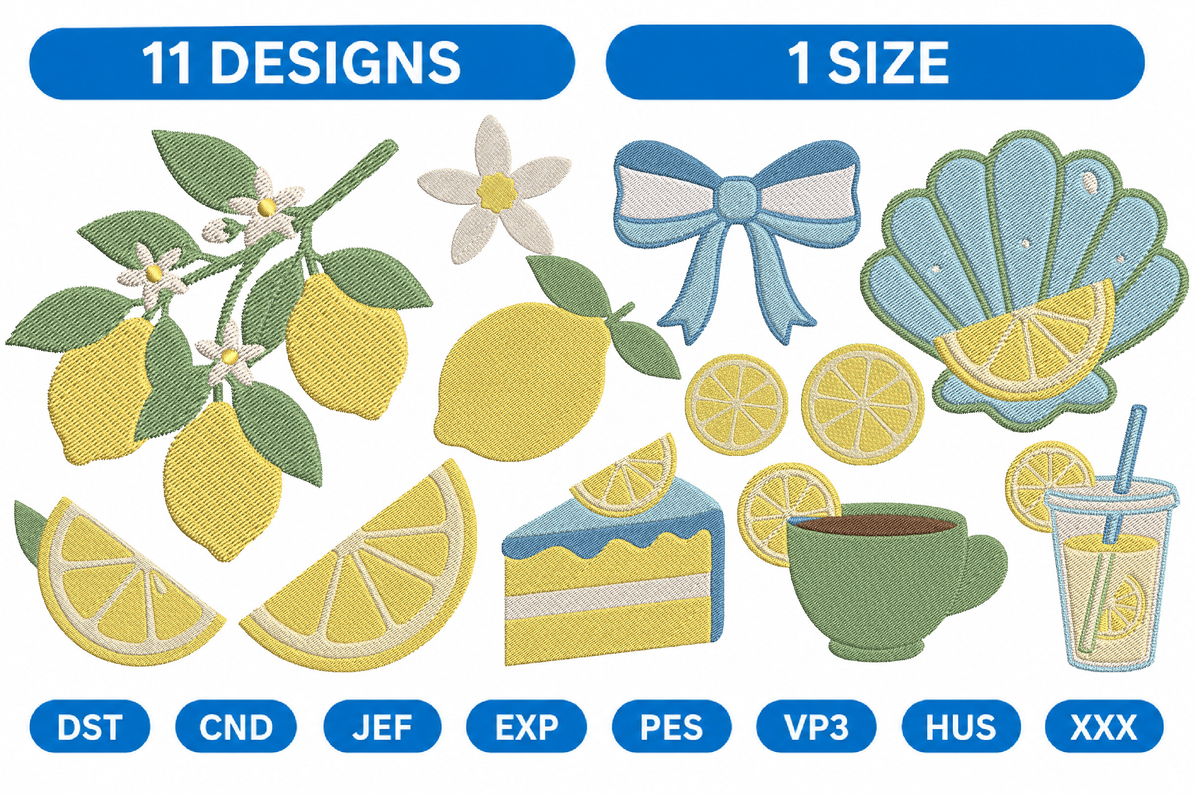Lemon Summer Machine Embroidery