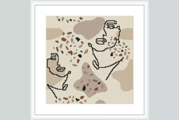Line Art Face Cross Stitch Pattern