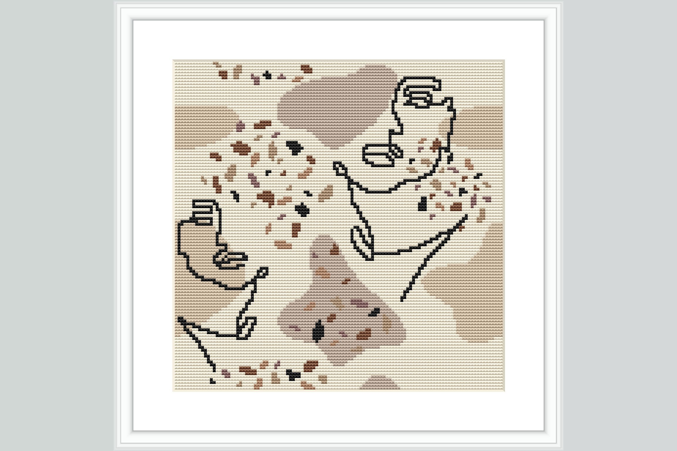 Line Art Face Cross Stitch Pattern