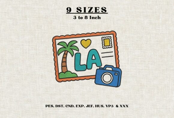 Los Angeles Postcard Machine Embroidery