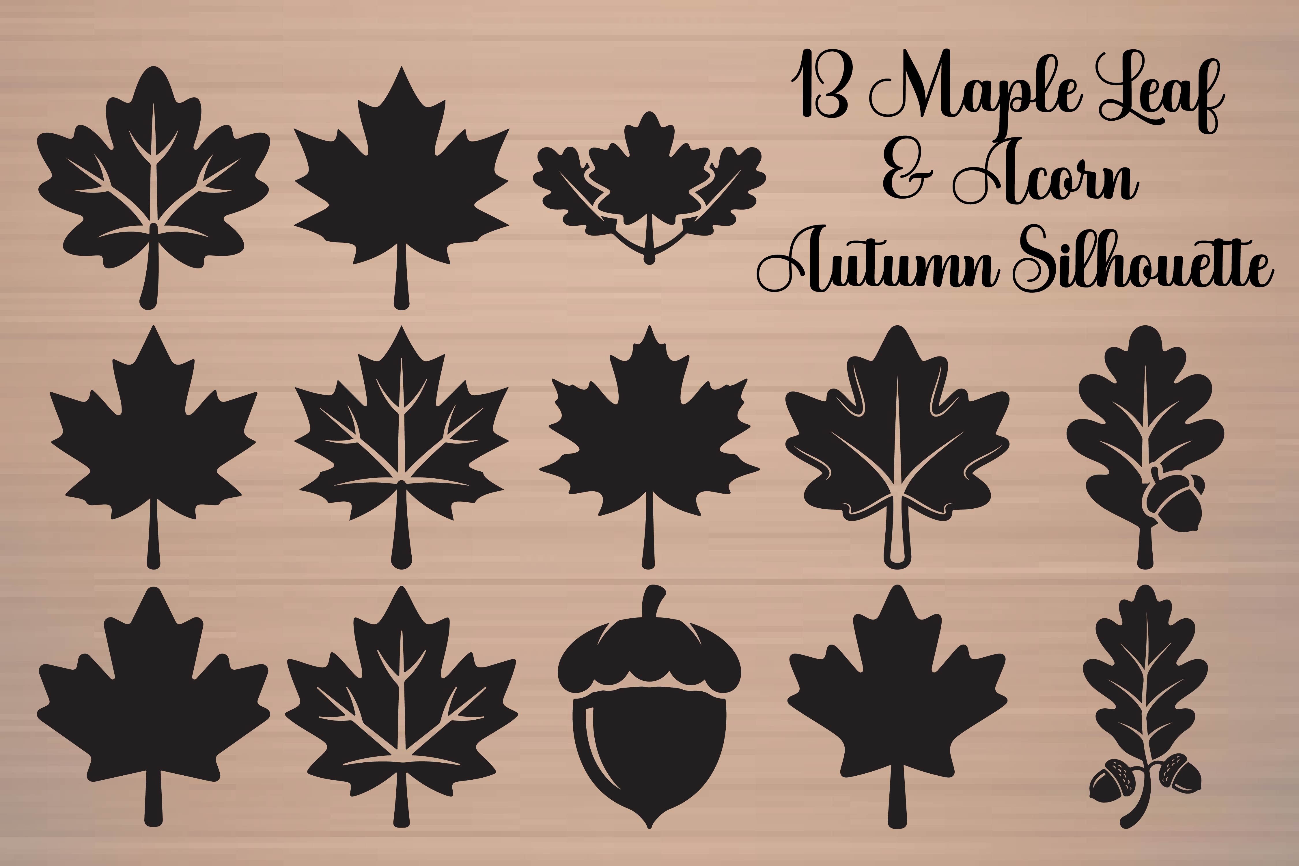 Maple Leaf & Acorn Autumn Silhouette