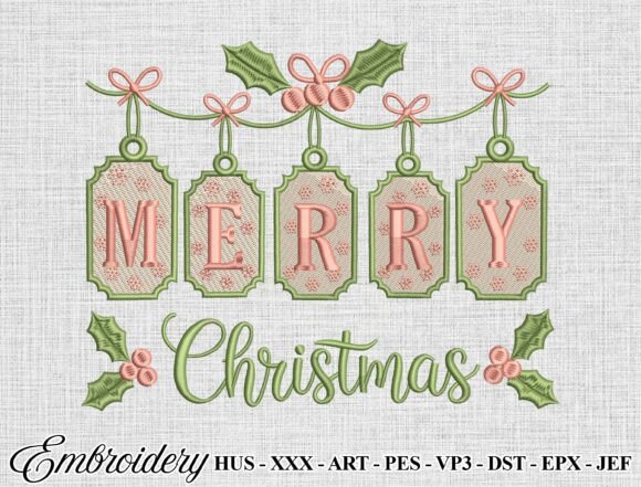 Merry Christmas Embroidery Design