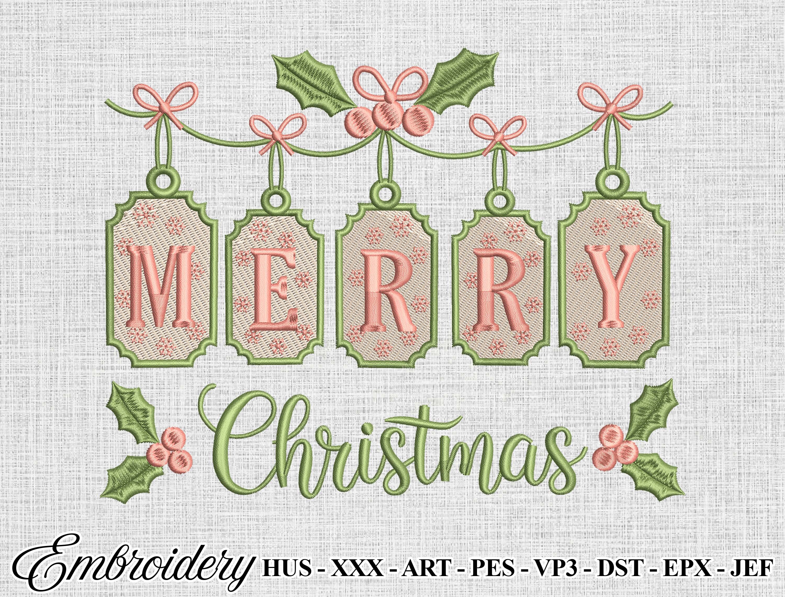 Merry Christmas Embroidery Design