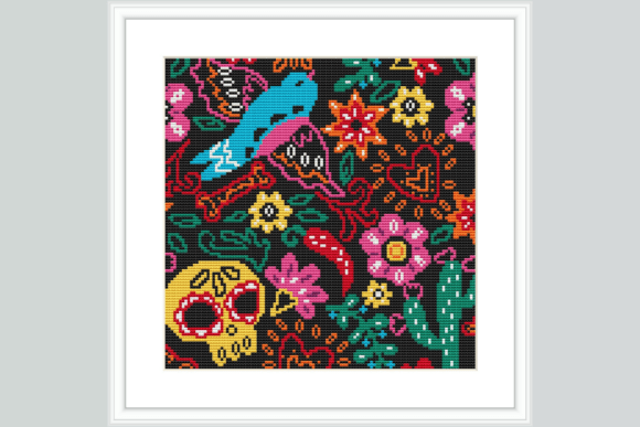Mexican Folk Garden Cross Stitch Pattern