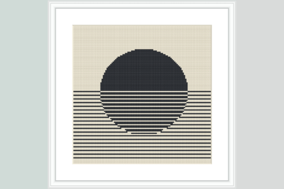 Minimalist Moonset Cross Stitch Pattern