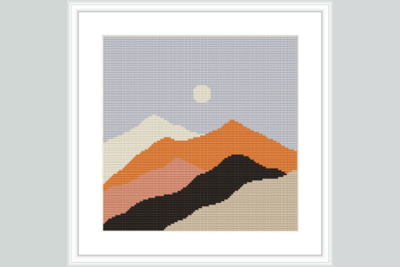 Mountain Moonrise Cross Stitch Pattern