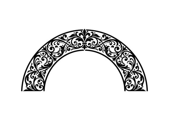 Noble Floral Scroll Arch SVG
