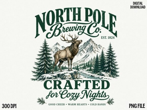 North Pole Brewing Co Christmas PNG, Rus Graphic Illustrations By Camel Muse