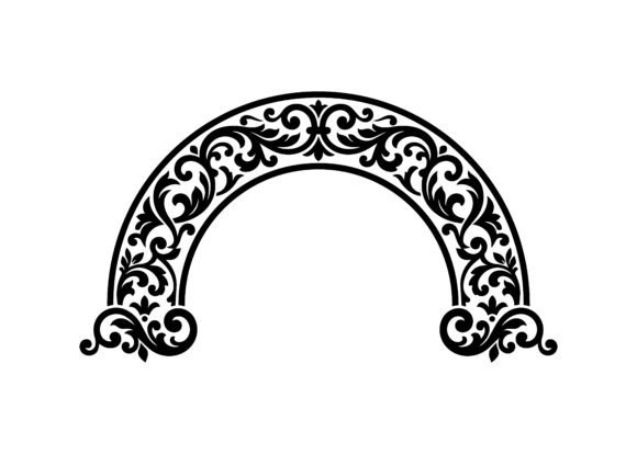 Opulent Scrollwork Arch Frame SVG