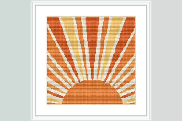 Orange Sunburst Cross Stitch Pattern