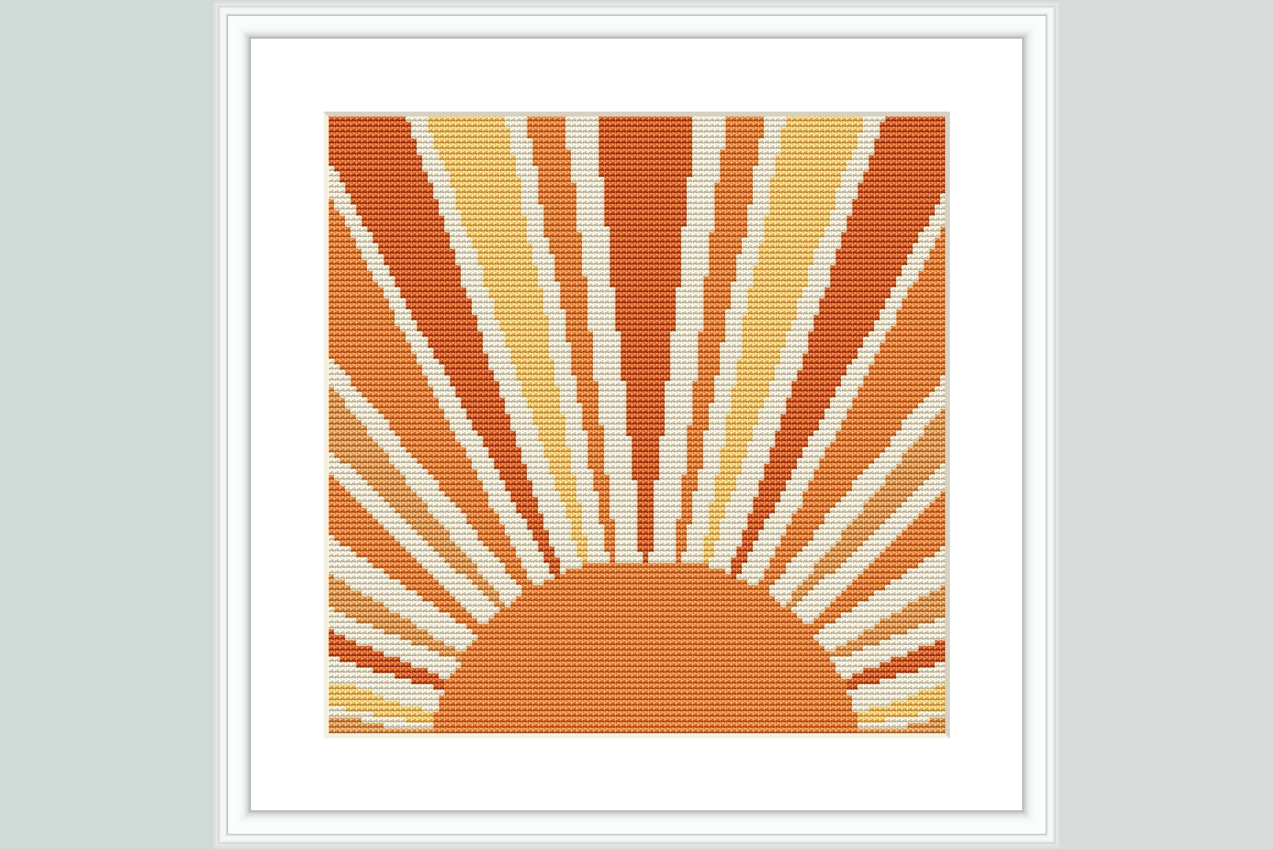 Orange Sunburst Cross Stitch Pattern