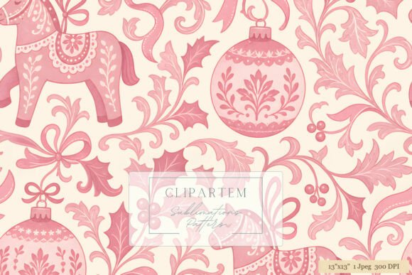 Pink Christmas Ornament Horse Pattern