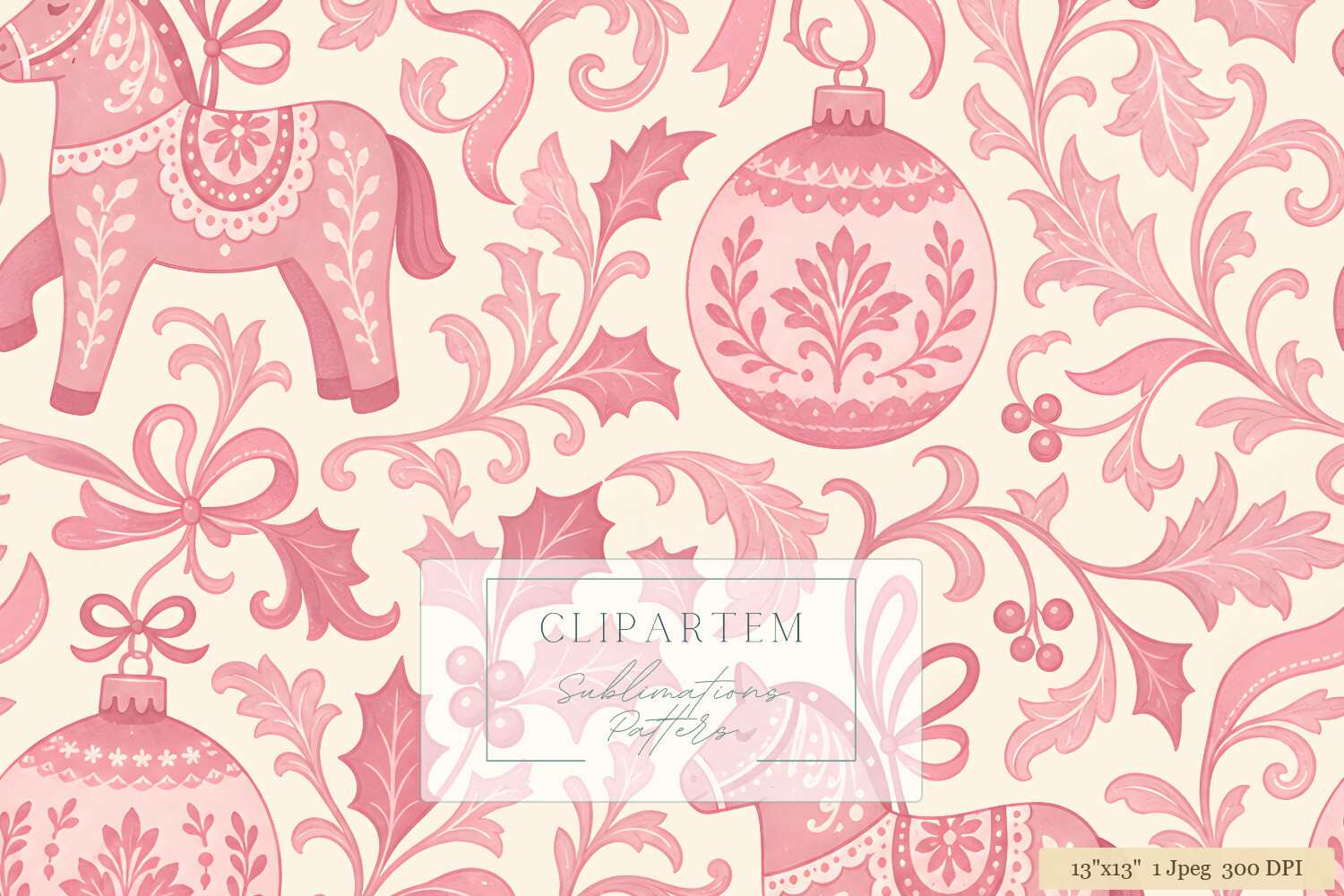 Pink Christmas Ornament Horse Pattern