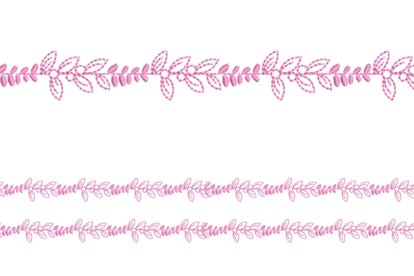 Pink Floral Vine Border Embroidery Desig