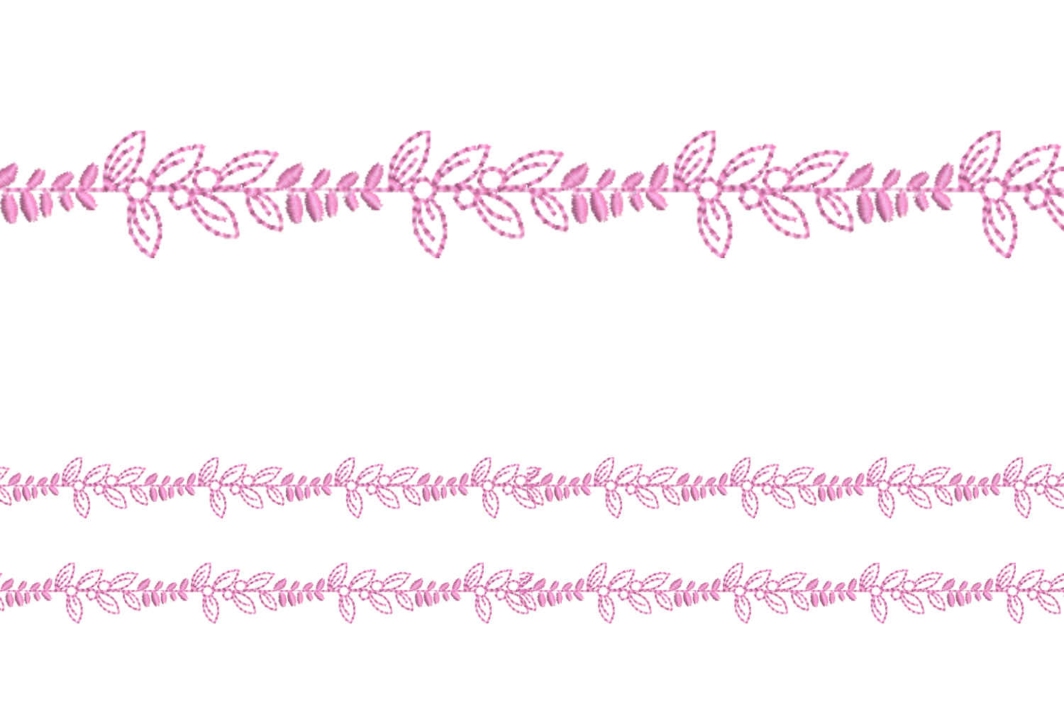 Pink Floral Vine Border Embroidery Desig