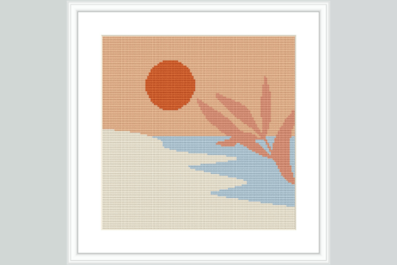 Pink Sunset Hills Cross Stitch Pattern