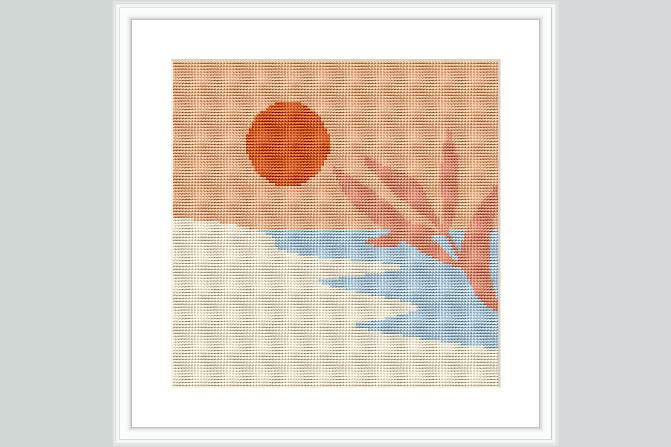 Pink Sunset Hills Cross Stitch Pattern