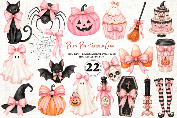 Preppy Pink Halloween Clipart