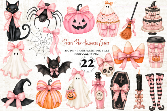 Preppy Pink Halloween Clipart