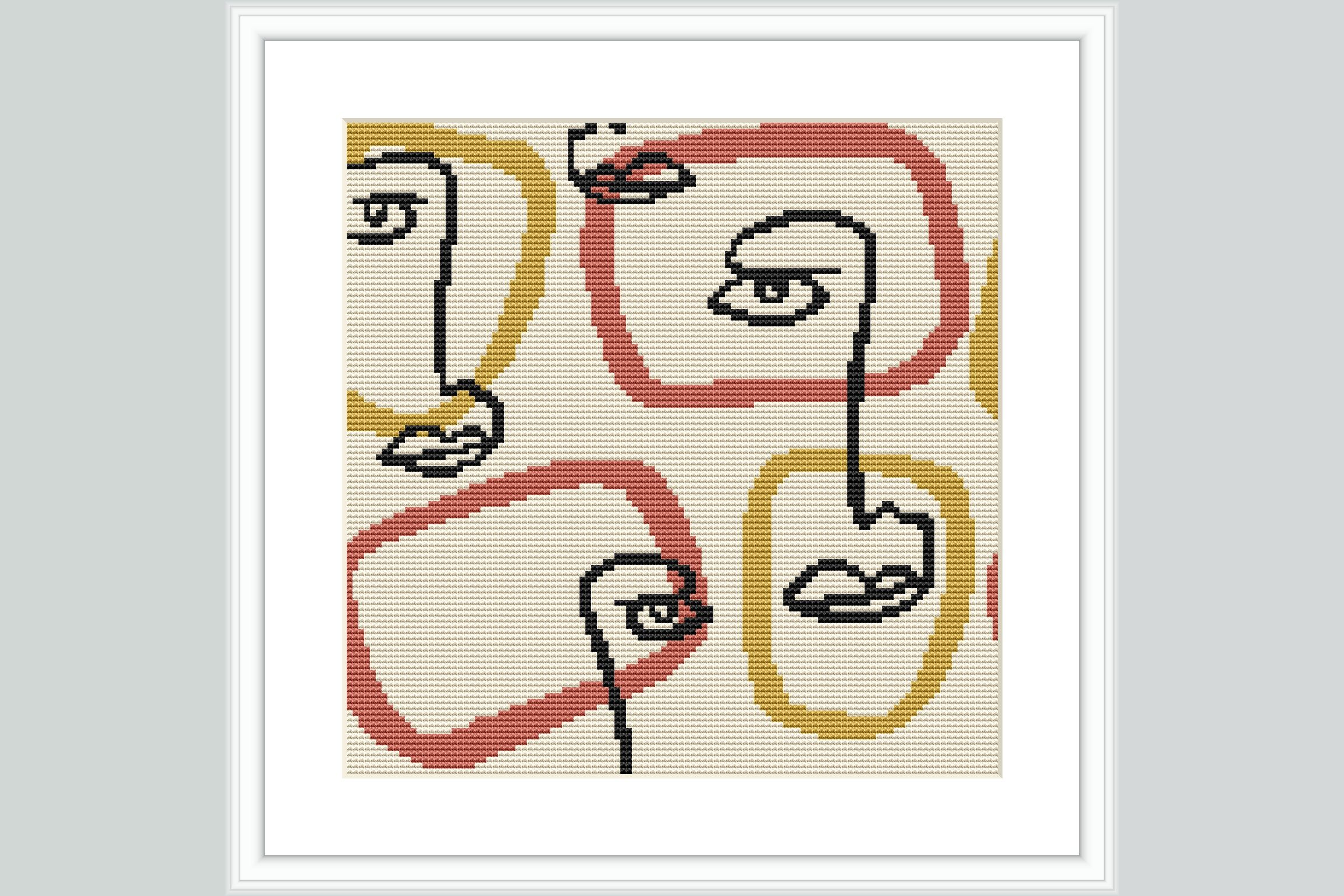 Rainbow Face Grid Cross Stitch Pattern