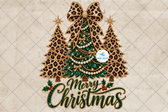Rhinestone Leopard Christmas Tree Png
