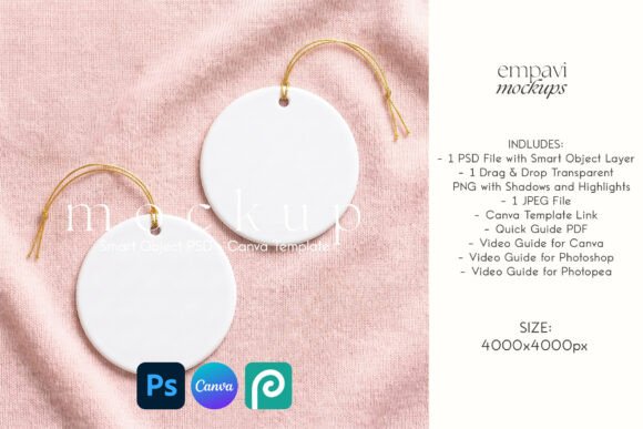 Round Ornament Mockup Set of 2
