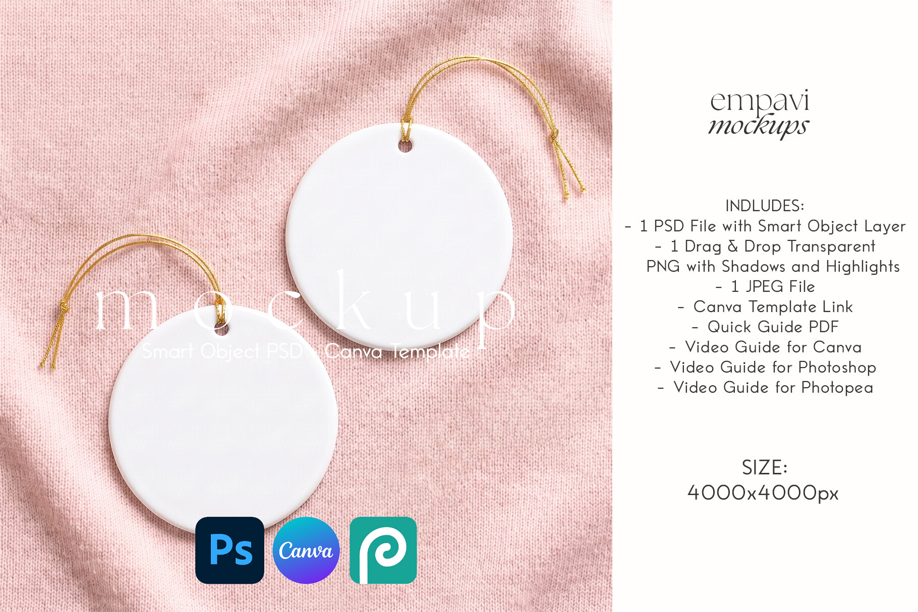 Round Ornament Mockup Set of 2