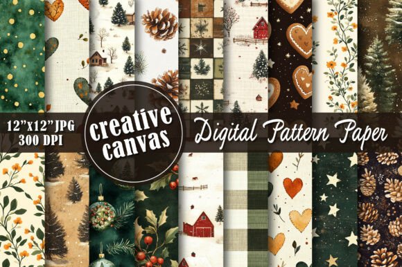 Rustic Christmas Seamless Patterns