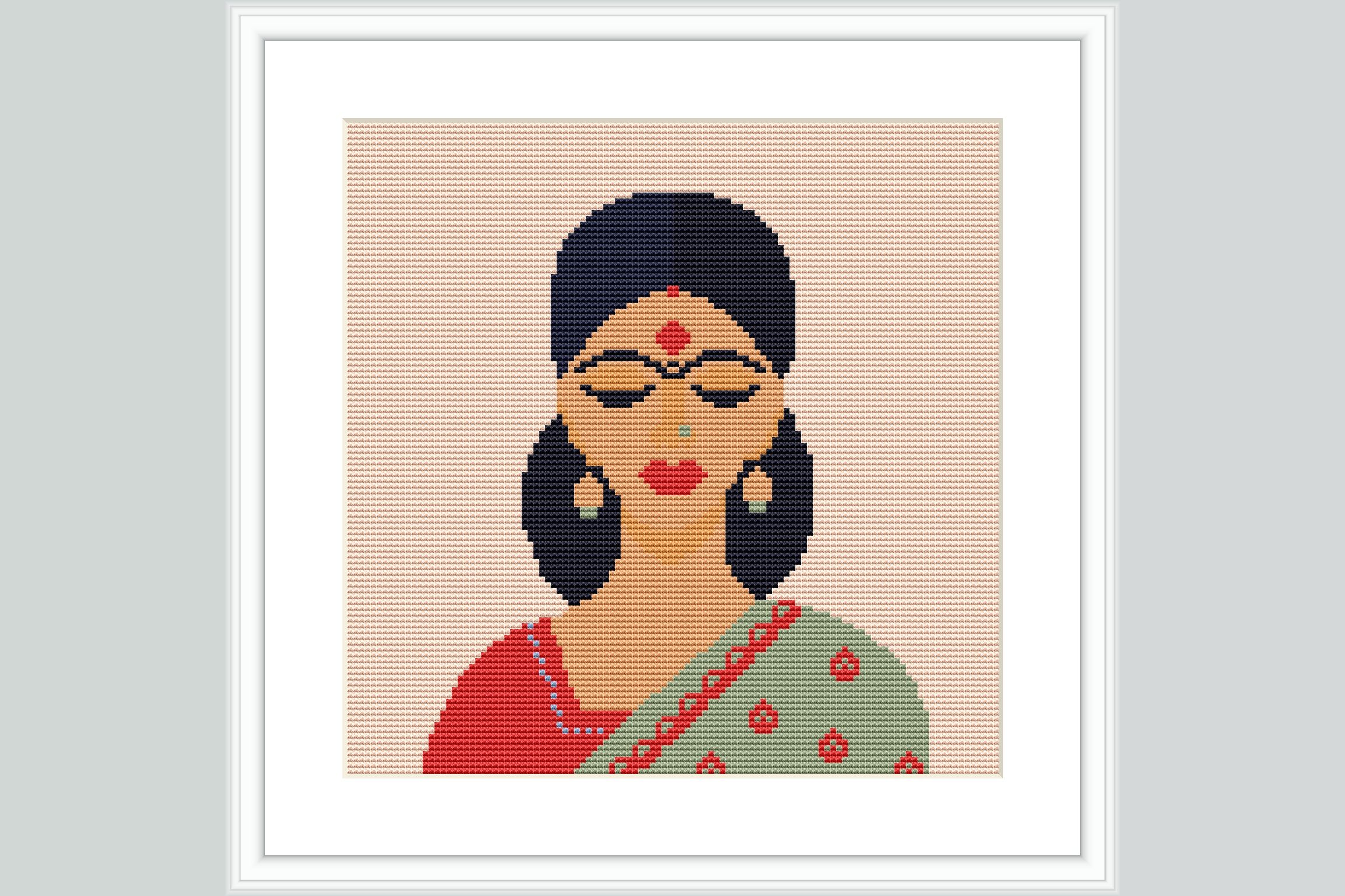 Sari Woman Cross Stitch Pattern
