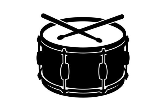 Snare Drum Icon with Crossed Drumsticks, Grafika Ilustracje do Druku Przez sctchcreations