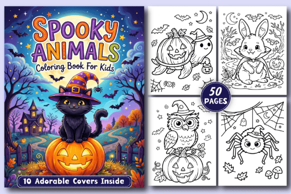Spooky Animals Coloring Book for Kids