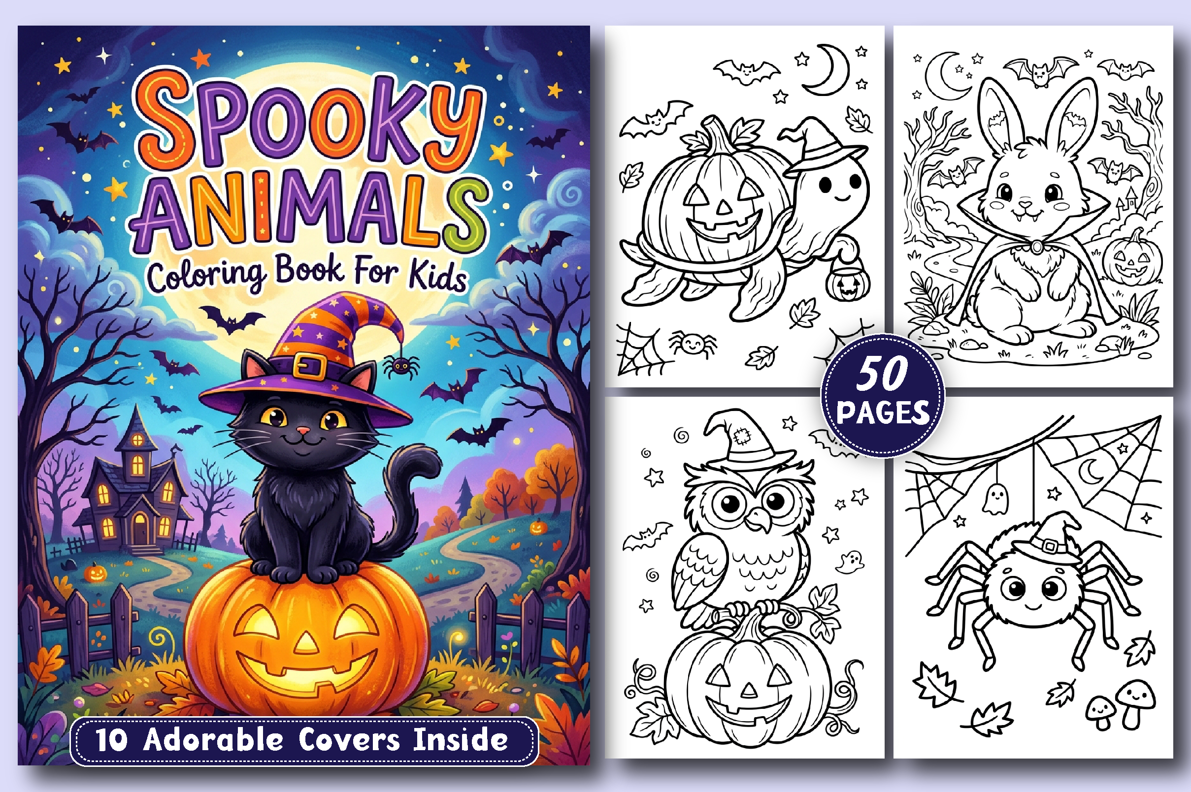 Spooky Animals Coloring Book for Kids