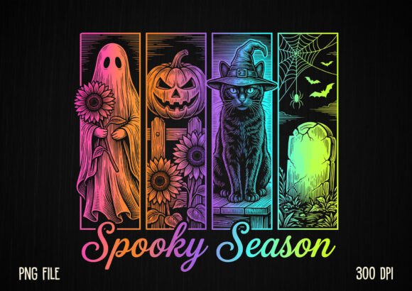 Spooky Season Neon Halloween PNG