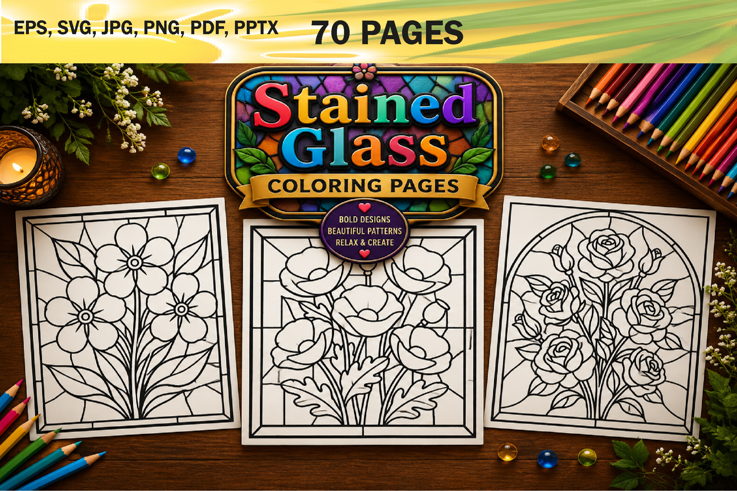Stained Glass Coloring Book