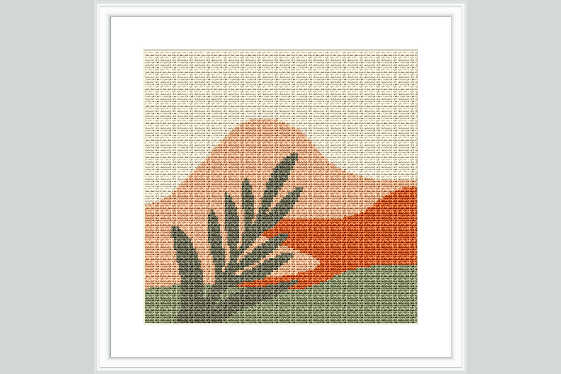 Terracotta Aloe Cross Stitch Pattern