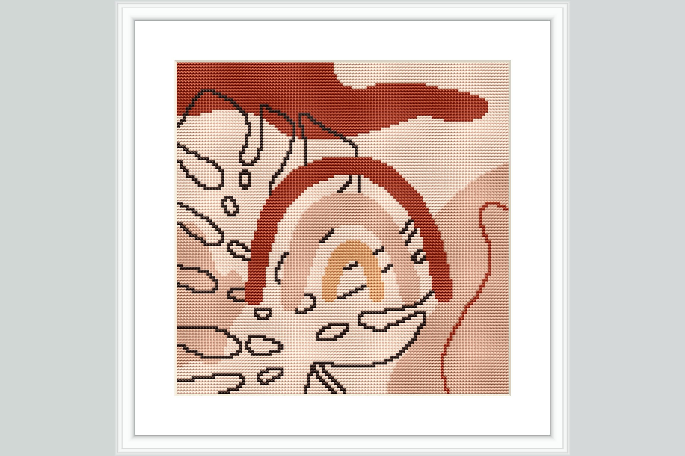 Terracotta Line Art Cross Stitch Pattern