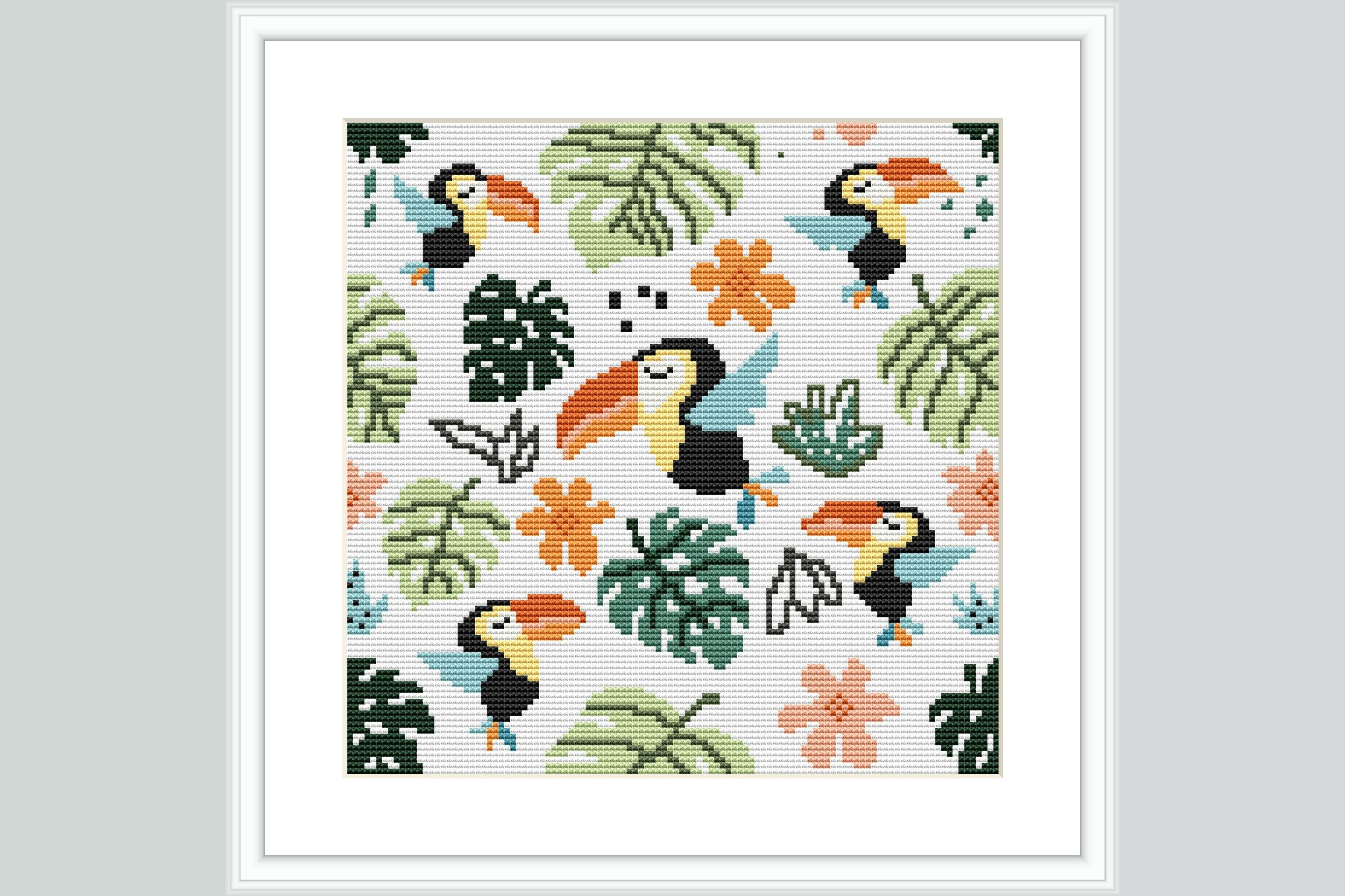 Toucan Garden Cross Stitch Pattern